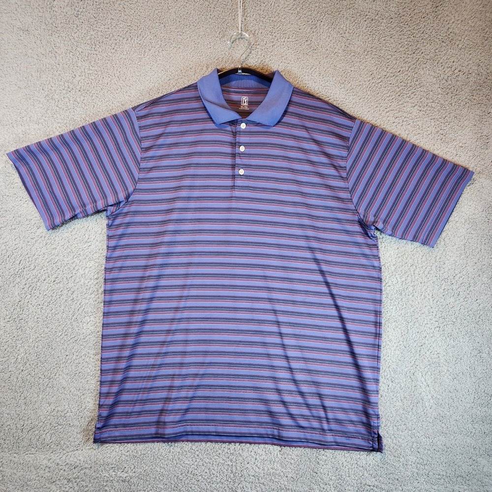 PGA Tour Polo Shirt Mens Size XL Striped Golfcore‎ Casual Short Sleeve Polyester